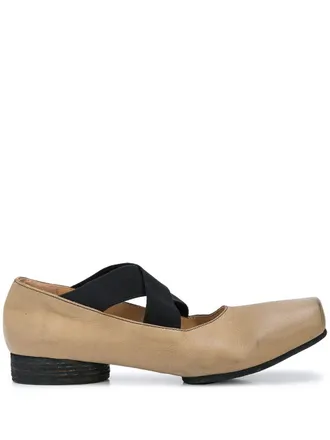 Uma Wang cross strap ballerina shoes - Brown