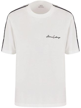 A|X Armani Exchange logo-embroidered cotton T-shirt - White