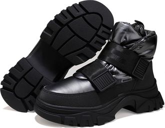 Generic Womens Chunky Platform Snow Boots Waterproof Mid-Calf Winter Shoes With Wool Lining 5.5cm Thick Sole Ankle Booties(Gray,6.5)