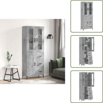 vidaXL Credenza con ante - vidaXL Credenza Grigio Cemento 69,5x34x180 cm in Legno Multistrato - Credenza con scaffale