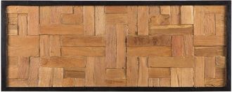 Beliani Wall Decor Light Brown Teak 40 x 100 cm Rectangular Rustic TOLUCA
