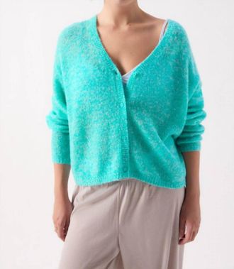 American Vintage Nuggy V-Neck Cardigan In Turquoise Fluo Chine