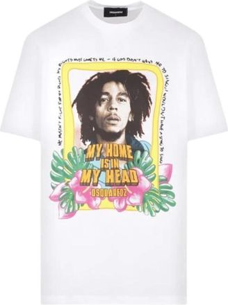 Dsquared2 Bob Marley Skater T-shirt - Heren - T-shirts - Wit - M - Katoen - Tops