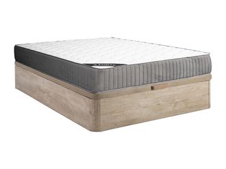 Vente-Unique Conjunto de canap&eacute; abatible de 160 x 200 cm natural claro + colch&oacute;n de espuma HR y l&aacute;tex de 30 cm de grosor - MALINO de YSM&Eacute;E