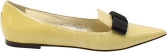 Jimmy Choo London Gala Bow Pointed Flats in Yellow Patent Leather