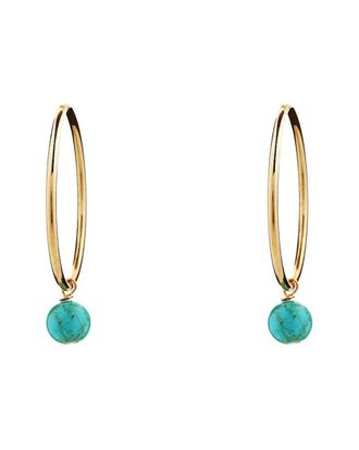Liv Oliver 18K Plated Turquoise Drop Hoops
