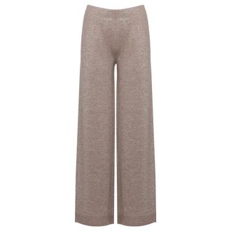 D.exterior Wijde broek - Dames - Broeken - Beige - Maat: S Wol