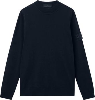 Stone Island Ghost Merinowol Trui met Ronde Hals - Heren - Ronde hals truien - Blauw - L - Wol - Truien & Vesten
