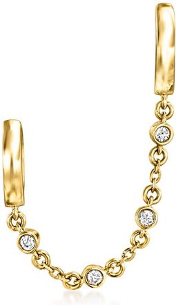 RS Pure by Ross-Simons Diamond-Accented Double-Piercing Single Earring in 14kt Yellow Gold