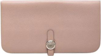 Herm&egrave;s Pre-owned Dogon Long Wallet - Dames - Vintage Clutch - Roze - ONE Size - Leer - Vintage