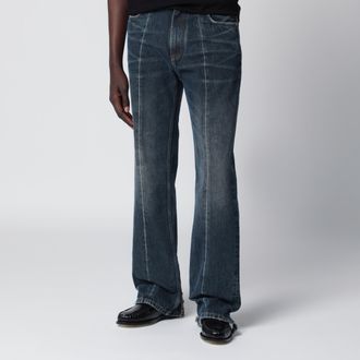 Versace Straight-leg stonewashed cotton denim jeans in blue
