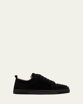 Christian Louboutin Mens Louis Junior Spikes Leather Low-Top Sneakers