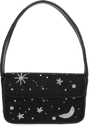 Staud Black Tommy Celestial Beaded Glass Shoulder Bag