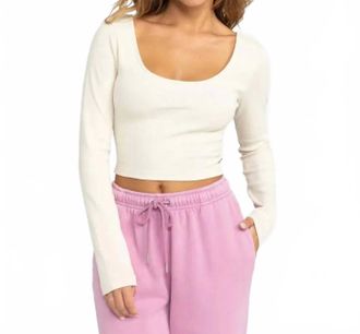 Roxy Good Keepsake Long Sleeve Top In Parchment