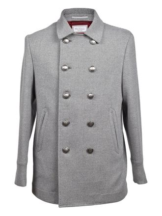 Brunello Cucinelli herringbone double-breasted jacket - Grey