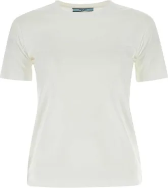 Prada White Solid Crew Neck T-Shirt