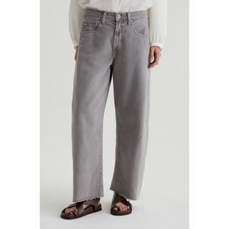 AG - Adriano Goldschmied Hattie Raw Hem High Waist Crop Barrel Jeans in Sulfur Pebble Grey at Nordstrom Rack, Size 29