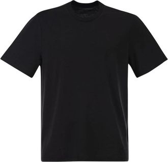 Majestic Filatures T-shirt met ronde hals en korte mouwen - Heren - T-shirts - Zwart - XL - Katoen - Tops