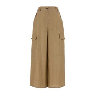 Max Mara Wide Trousers, female, Beige, Size: M Ifinale Cargo Pant