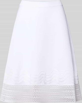 HUGO BOSS Ausgestellter Knielanger Rock aus Lyocell-Leinen-Mix Modell VADORA in Weiss, Gr&ouml;&szlig;e 32