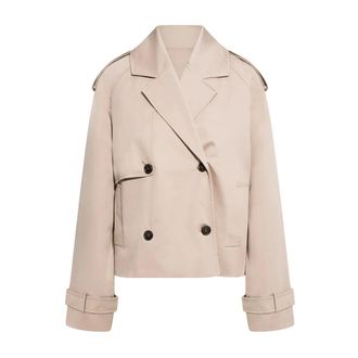Anine Bing Jassen, Dames, Beige, M, Katoen, Rickie Cropped Trench
