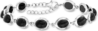 Ross-Simons Black Onyx Cabochon Station Bracelet in Sterling Silver