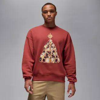 Nike Jordan Mens Jordan Brooklyn Fleece Crew-neck Sweatshirt in Red | HV1874-622