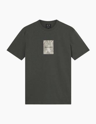A|X Armani Exchange Mens Regular Fit Leaf Logo Green T-Shirt - Size: 40
