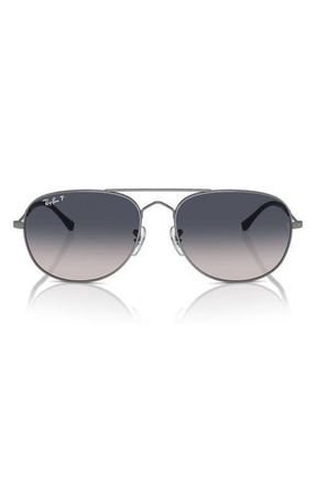 Ray-Ban Bain Bridge 57mm Gradient Polarized Aviator Sunglasses in Gunmetal at Nordstrom