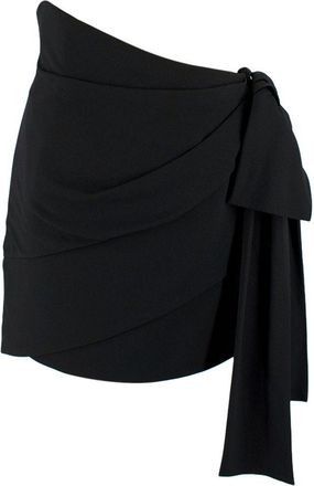 Saint Laurent Black Asymmetric Draped Mini Skirt Size S