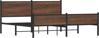 vidaXL Estructura De Cama Sin Colch&oacute;n Metal Marr&oacute;n Roble 160x200 Cm Vidaxl