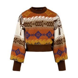 Akep Sweaters - Dames - Ronde hals truien - Veelkleurig - XS - Wol - Truien & Vesten