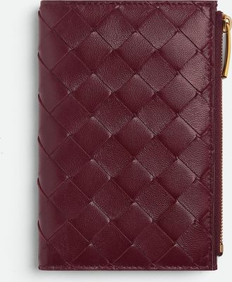 Bottega Veneta Portafoglio Intrecciato Bi-fold Medio Con Zip - Bottega Veneta