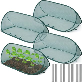 No Brand 4 Piezas - Cubierta De Malla Plegable Para Plantas - 39x15x15 Pulgadas - Con 24 Estacas Para El Suelo - Protege Las Plantas De Los Animales