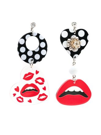 Amir Slama lips-motif drop earrings - Black