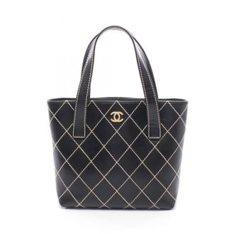 Chanel Black Leather Handbag Tote Bag (Pre-Owned)
