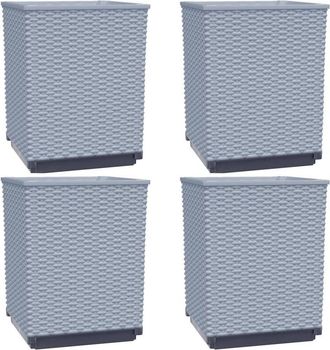 vidaXL Jardineras 4 Unidades Polipropileno Gris Claro 30x30x37 Cm Vidaxl