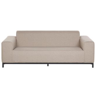 Beliani Sof&aacute; 3 Plazas De Poli&eacute;ster Beige Arena Negro Patas Metal Interior Exterior Rovigo