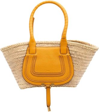 Chloé Borsa tote Marcie media in rafia 2022 - Giallo