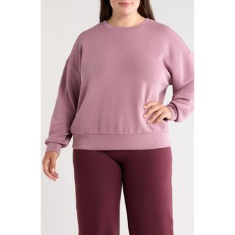Zella Soft Luxe Boxy Knit Crew Sweatshirt in Purple Shake at Nordstrom, Size 3X