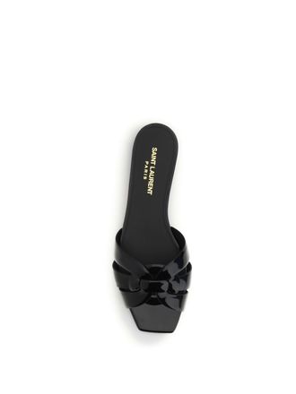 Saint Laurent Womens Sandals Tribute Patent Leather Black Calf