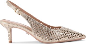 Carvela Womens Lazer Sling Heels - Gold Fabric - Size UK 8