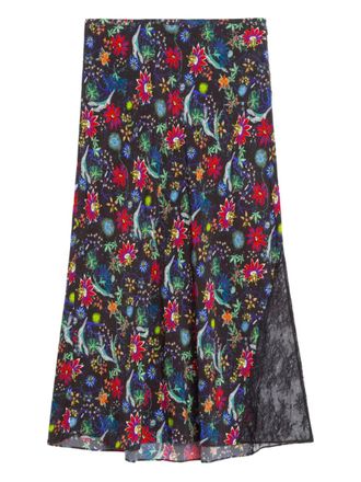 Zadig&Voltaire Jayla floral midi skirt - women - Organic Viscose - 38 - Blue