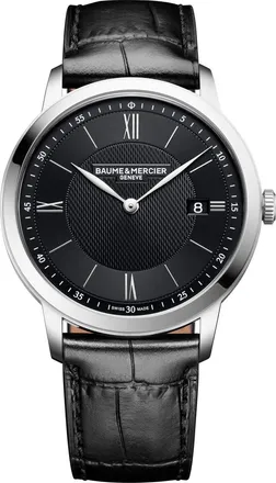 Baume & Mercier Classima Leather Strap Watch, 40mm in Black at Nordstrom