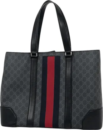 Gucci Black Gg Supreme Leather Tote Bag (Pre-Owned)