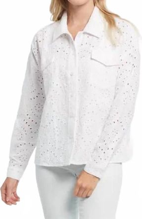 Tribal Elaine Eyelet Shacket In White