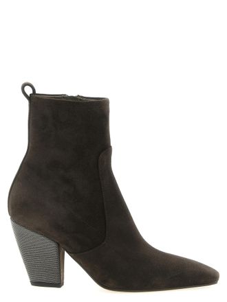 Brunello Cucinelli Brown Calfskin Ankle Womens Boots