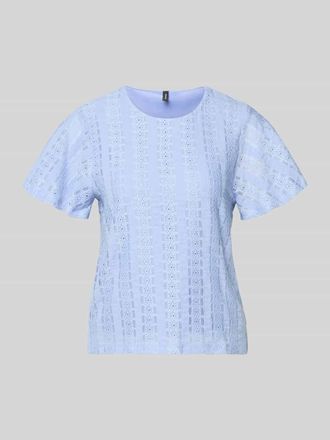 Vero Moda Kurzarmbluse mit Lochstickerei Modell CASSANDRA in Hellblau, Gr&ouml;&szlig;e XL