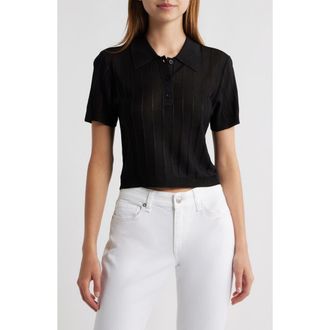 Frame Denim The Ribbed Polo in Black at Nordstrom Rack, Size X-Large
