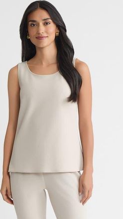Ming Wang Stretch Deco Crepe Scoop Neck Tank in Limestone at Nordstrom, Size X-Small P